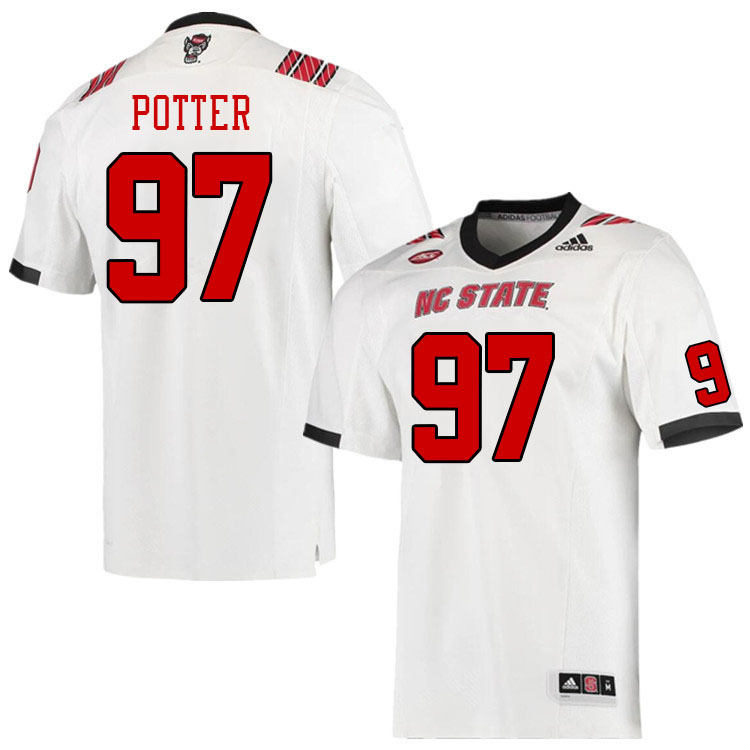 Men #97 Noah Potter North Carolina State Wolfpacks College Football Jerseys Stitched-White